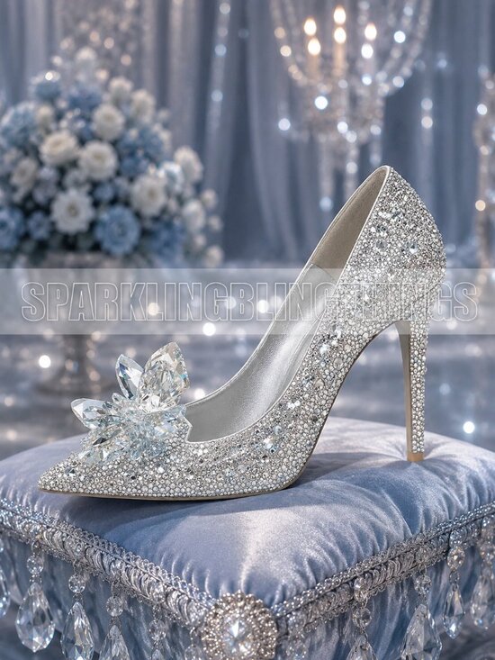 SPARKLING BLING THINGS Shoes - NWT Cinderella Shoes Sparkling Bling Crystal Rhinestones High Heel Pumps +Gift